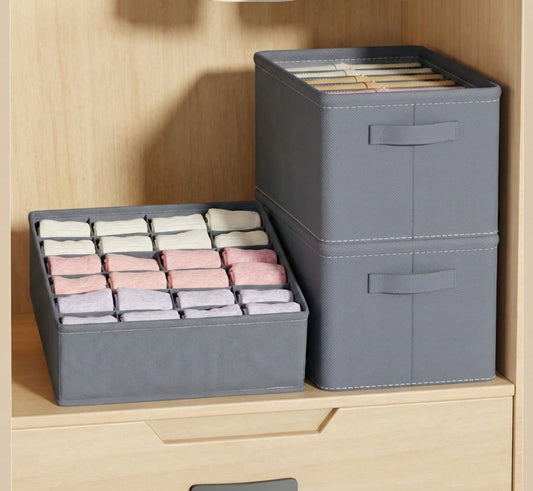 RT Hive® 2-Piece Drawer Organizer Box Set for Socks, Underwear, Jeans & Clothes | Foldable Storage organizer