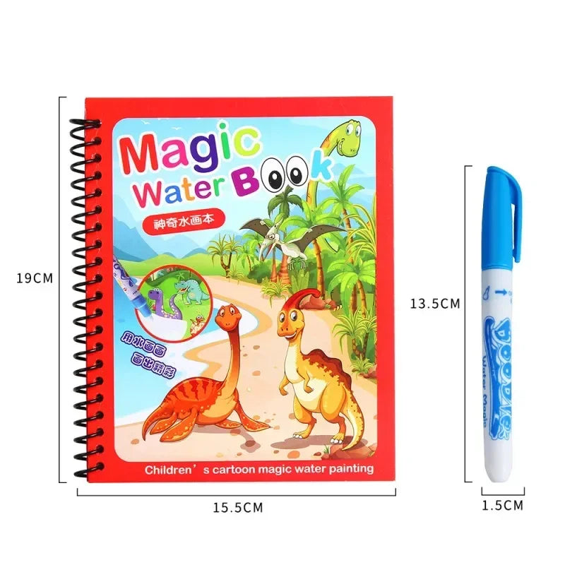 RT Hive® Magic Water Reusable Drawing Coloring | Montessori Book with Pen for Kids (2–4 Years) - RT Hive