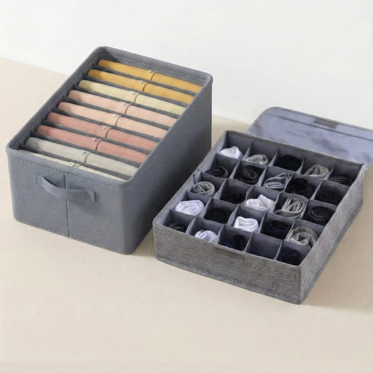 RT Hive® 2-Piece Drawer Organizer Box Set for Socks, Underwear, Jeans & Clothes | Foldable Storage organizer