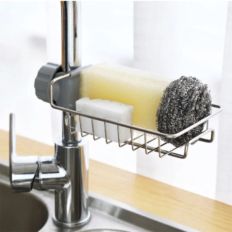 RT Hive® Stainless Steel Faucet Rack | Sink Storage Organizer for Kitchen & Bathroom