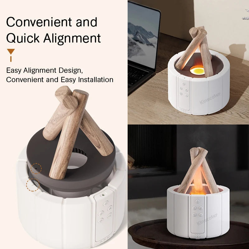 RT Hive® H9 Bonfire Aroma Diffuser & Ultrasonic Flame Humidifier, LED Campfire with Remote (USB) - RT Hive