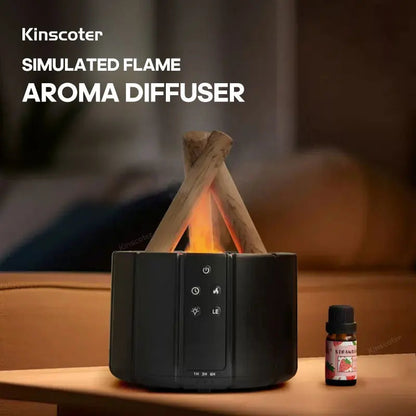 RT Hive® H9 Bonfire Aroma Diffuser & Ultrasonic Flame Humidifier, LED Campfire with Remote (USB) - RT Hive